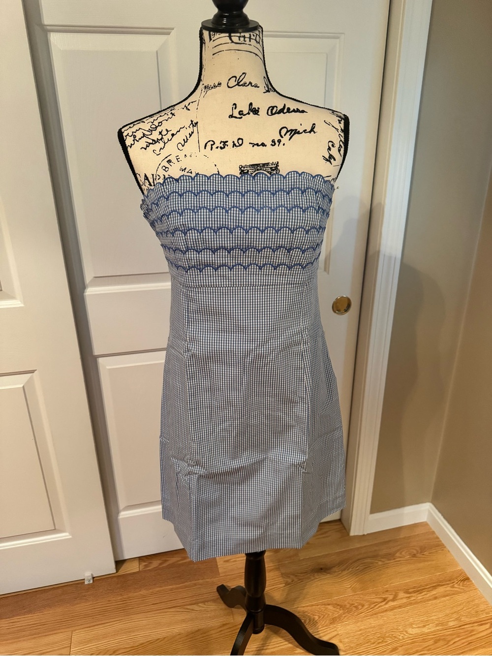 Lilly Pulitzer Blue Gingham Strapless Smocked Sundress